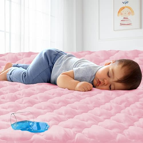 Pack and Play Mattress Protector Sheets Fitted Waterproof Pack and Play Mattress Pad Cover, Compatible with Graco Pack n Play & Dream On Me & Pamo Babe, Playpen/Playard Sheet Quilted, Pink, 39" x 27"