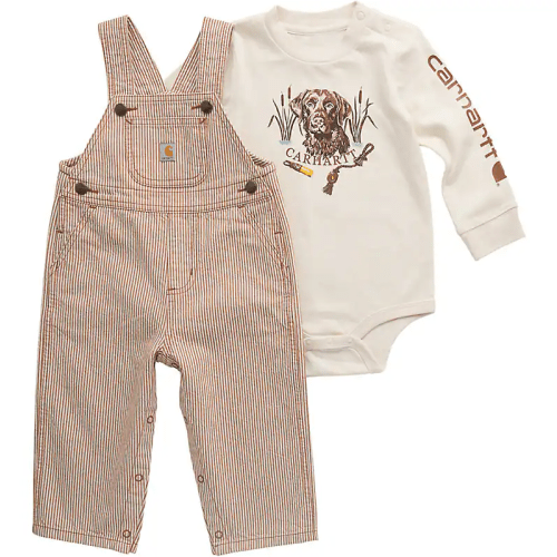 Boys' 2-Piece Long Sleeve Bodysuit & Stripe Overall Set (Baby) | Gifts for Kids | Carhartt