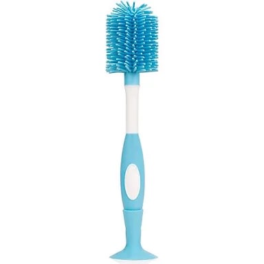 Dr. Brown's Soft Touch No Scratch Baby Bottle Cleaning Brush Nipple Cleaner with Stand and Storage Clip, BPA Free, Blue 1-Pack