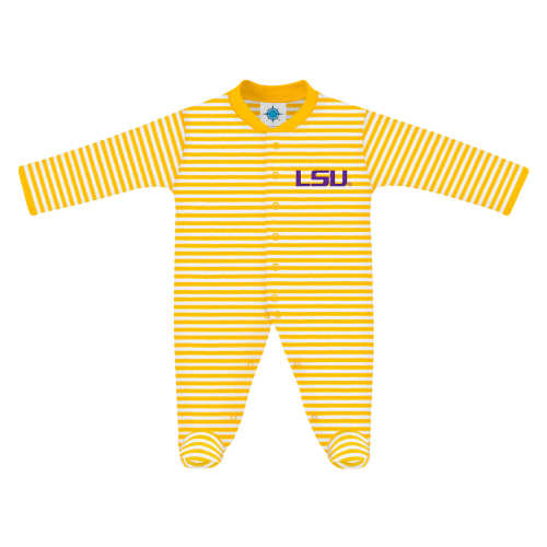 LSU Tigers Striped Footed Romper | College Baby