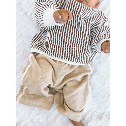 Winter waves chunky knit sweater - Brown /white - Groms