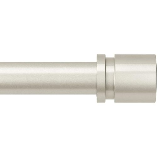 Curtain Rods for Windows 16 to 144 Inches Adjustable Length 1 Inch Diameter Window Curtain Rod with Aluminium End Cap, Brushed Nickel