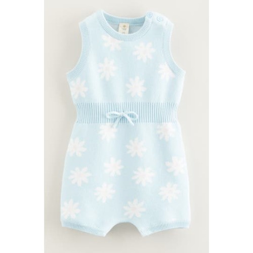 Ribbed Waist Cotton Romper, 3M