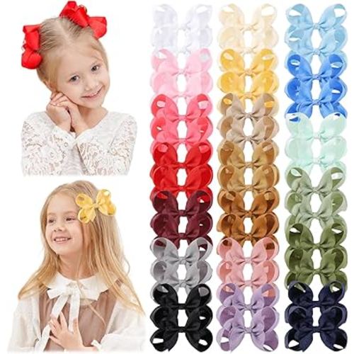 YHXX YLEN 40PCS 4.5 Inch Hair Bows Clips, Grosgrain Ribbon Alligator Clips Barrettes Hair Accessories for Baby Girls Infants Toddlers Kids Teens Children in Pairs
