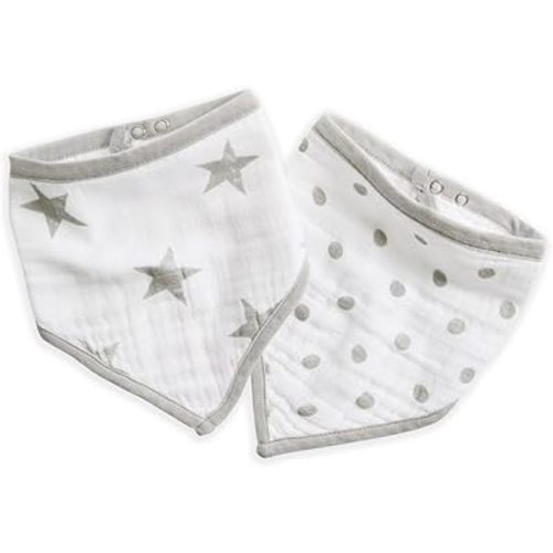 aden + anais essentials Bandana Baby Bib, 100% Cotton Muslin, 3 Layer Burp Cloth, Super Soft & Absorbent for Infants, Newborns and Toddlers, Adjustable with Snaps, 2 Pack, Dusty