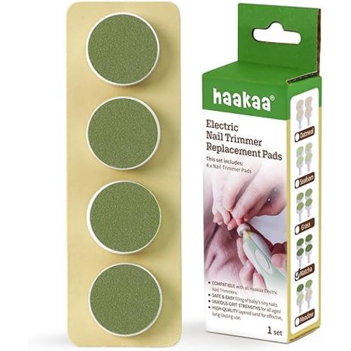 haakaa Electric Nail Trimmer Replacement Pads Baby Nail Trimmer Heads Compatible with All haakaa Nail Trimmers, Suitable for 12+Months, Matcha