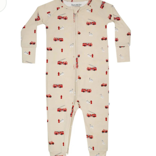 Firetrucks Zip Romper