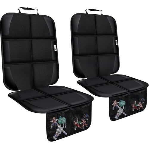 Meolsaek Car Seat Protector, Seat Protector for Child Car Seats with Non-Slip Thickest Padding, Seat Cover for Baby and Pet,Sedan SUV Truck (2 Seat Protector Black)