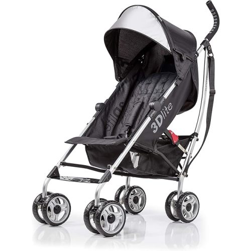 Summer Infant 3Dlite Convenience Stroller, Black – Lightweight, with Aluminum Frame, Large Seat Area, Mesh Siding, 4 Position Recline, Extra Large Storage Basket – for Travel
