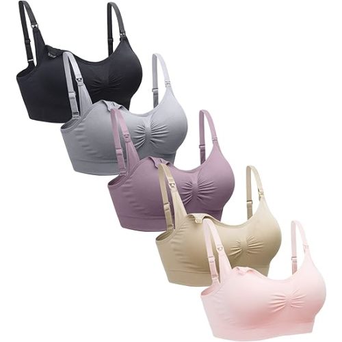 Suekaphin 5PACK Nursing Bra Wireless Bra Women's Sleeping Maternity Bra Breastfeeding Bra