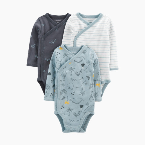 Carter's Side-Snap Bodysuits (3 Pack) - Dinosaur, 6M