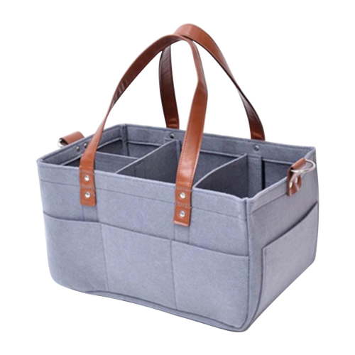 Diaper Caddy Organizer – Foldable Rectangular Baby Basket with Adjustable Dividers, Sturdy Handle, Portable, Perfect for Nursery, Car, Baby Shower Gifts