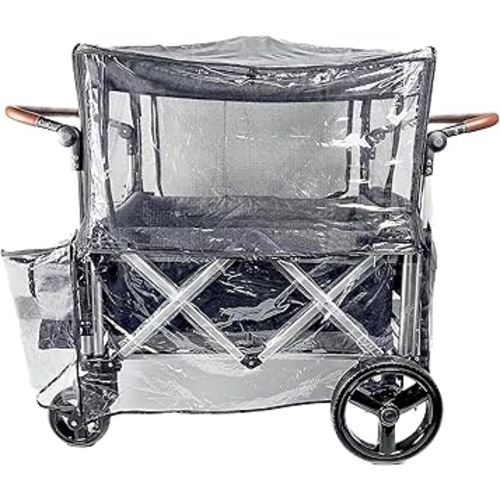 Big Size Rain Cover for Wagon Stroller,Mosquito Net for Wagon Trolley Cart,2in1 Big Cover with Window for Picnic Camping Wagon Stroller Waterproof Windproof Wagon Accessories.(Cart Not Included)