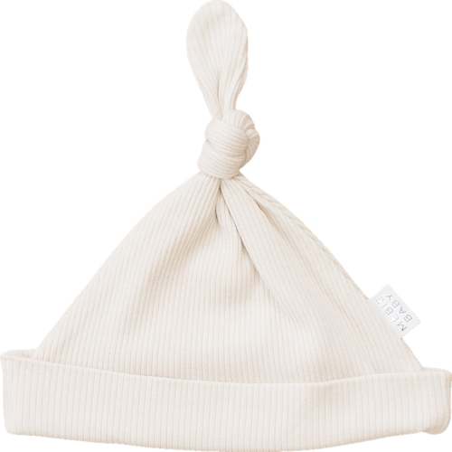 Vanilla Organic Ribbed Newborn Knot Hat - Newborn