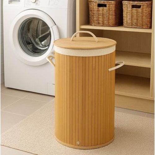 Home Mart Goods Natural Bamboo Foldable Laundry Basket Hamper