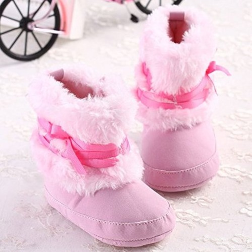 Baby Infant Bowknot Boots Soft Crib Shoes Toddler Warm Fleece Prewalker 0-18M