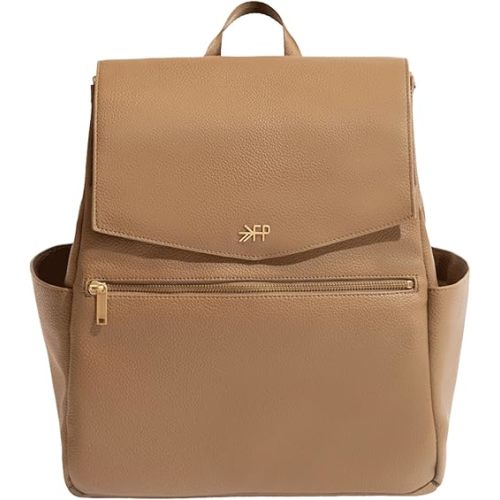 Freshly Picked Classic II Diaper Bag Backpack, Wipeable Vegan Leather With Changing Pad, Convertible (Toffee V2)