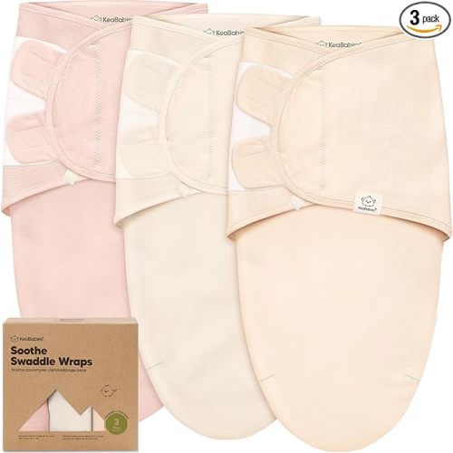 3-Pack Organic Baby Swaddle Sleep Sacks - Swaddles for Newborns, Infant 0-3 Months, Baby Girls, Boys, Soft & Snug Newborn Sleep Sack, Nursery Swaddling Blankets, Easy to Use (Angelic)