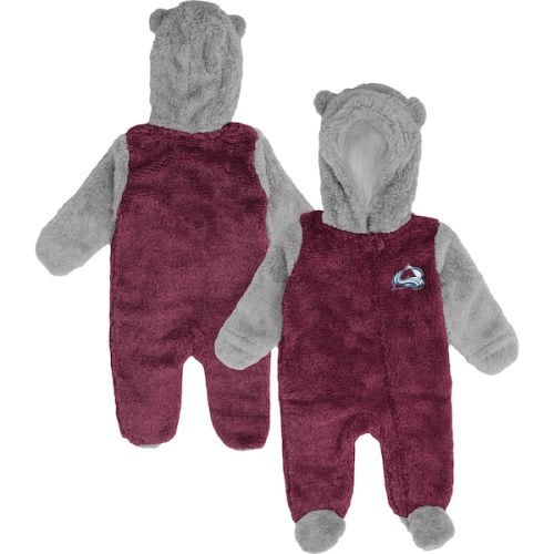 Newborn & Infant Colorado Avalanche Burgundy Game Nap Teddy Fleece Bunting Full-Zip Sleeper