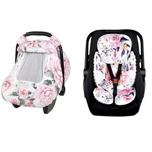 Pea Pod Floral Baby Car Seat Insert and Cover for Newborn
