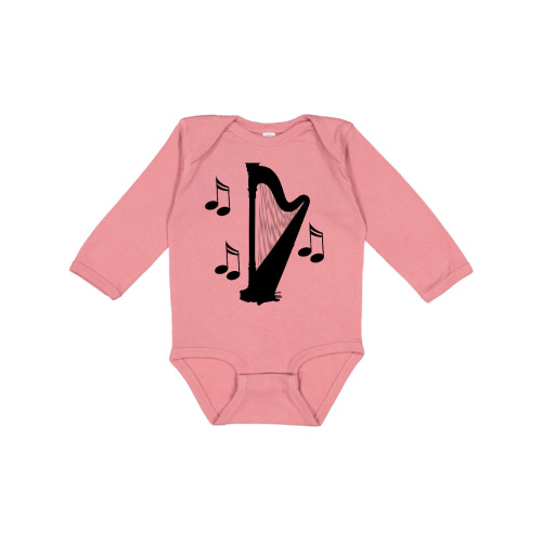 Inktastic Harp Silhouette Music Gift Boys or Girls Long Sleeve Baby Bodysuit