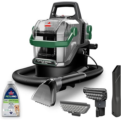 BISSELL® Little Green® Pro Portable Carpet Cleaner Portable Carpet and Upholstery Deep Cleaner, Car/Auto Detailer, with Self-Cleaning Tough Stain Tool, Pet Hair Removal Tool, Crevice Tool (3909)