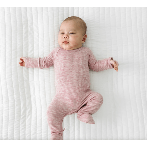 Heather Mauve Ribbed Crescent Zippy - 3-6 months