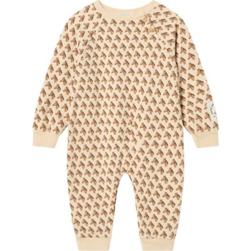 Baby Horses Print Raglan Sleeve Ribbed Hems Body Sweatshirt , Sandshell