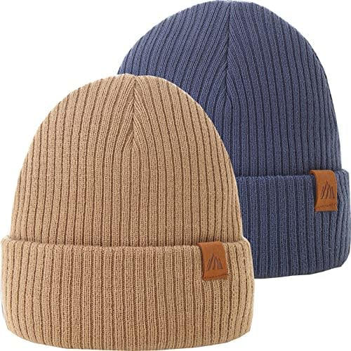 Moon Kitty 2PCS Baby Beanie Soft Toddler Beanie Warm Knitted Infant Winter Hats for Baby Boys