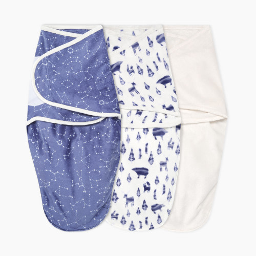 Aden + Anais Essentials Wrap Swaddles Minky (3 Pack) - Scandinavian Sky, 0-3 Months