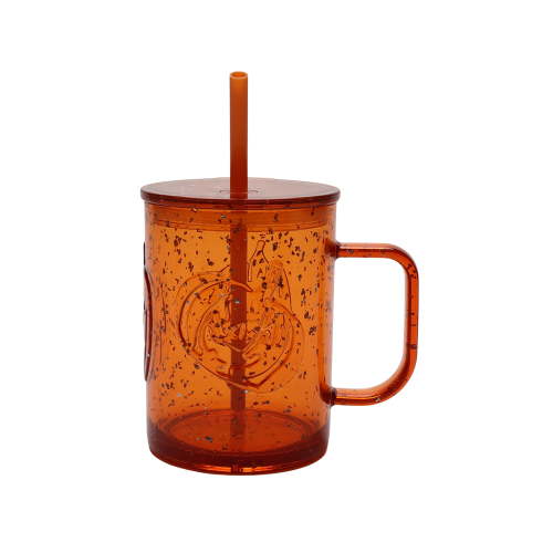 20-Ounce Orange Glitter Acrylic Pumpkin Mug with Lid & Straw, by Way to Celebrate