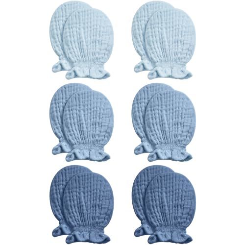 Pro Goleem Muslin Baby Mittens for Newborn, 100% Cotton No Scratch Soft Breathable Gloves for Boys and Girls 0-6 months