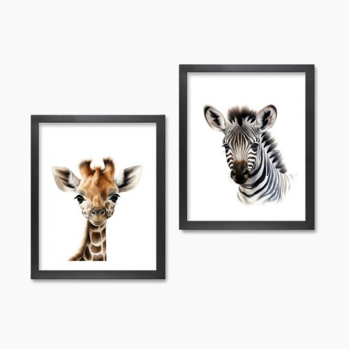 Play & Oak Giraffe & Zebra Wall Art Bundle
