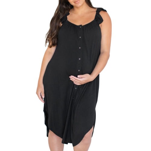 Ruffle Strap Labor & Delivery Gown, Medium/Large