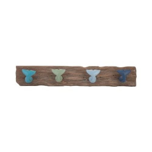 Beachcombers Multi Whale Tail Hook Coastal Plaque Sign Wall Hanging Decor Decoration For The Beach 23.23 X 2.76 X 3.9 Inches.
