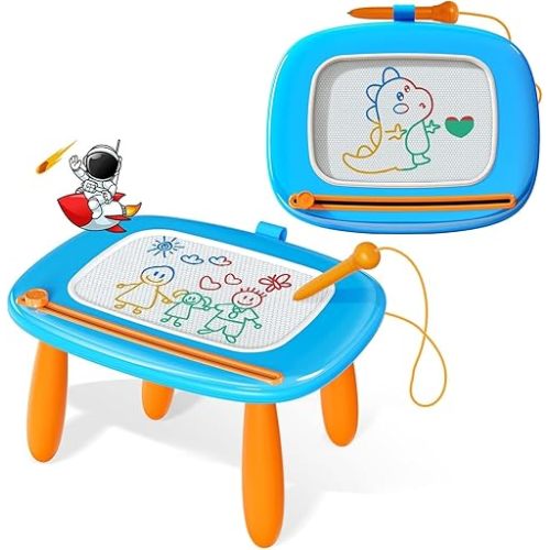 Kikidex Magnetic Drawing Board, Toddler Girl Toys for 1-2 Year Old, Doodle Board Pad Learning and Educational Toys for 1 2 3 Year Old Baby Kids Birthday Gift(Light Blue)