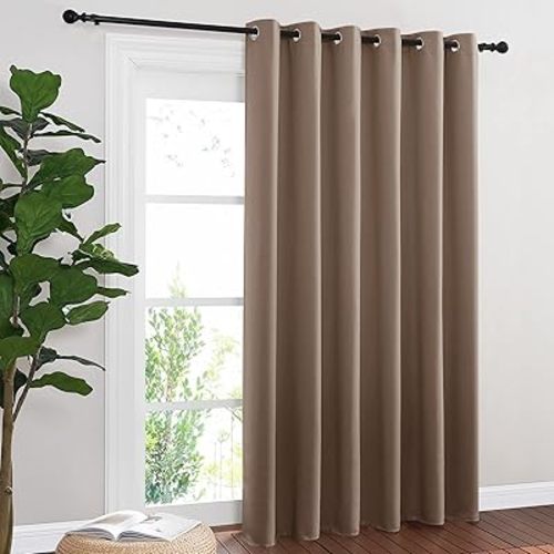 NICETOWN Blackout Blinds for Patio Door, Sliding Door Insulated Blackout Curtains, Extra Wide Curtain with Grommet Top for Villa/Hall/Parlor (Cappuccino, 80 inches W x 84 inches L)