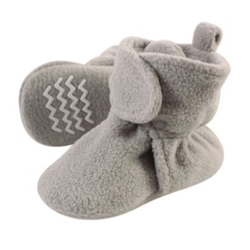 Hudson Baby Baby and Toddler Cozy Fleece Booties, Neutral Gray, Size: 6-12 months