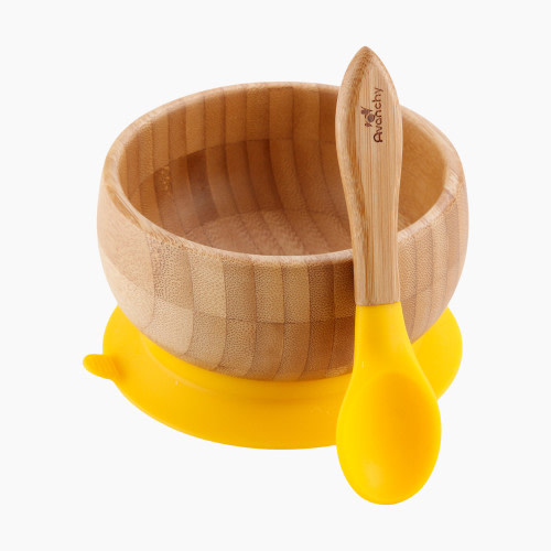 Avanchy Bamboo Suction Baby Bowl + Spoon - Yellow