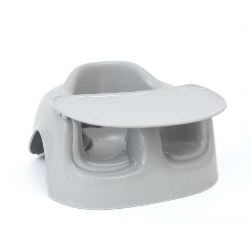 Bumbo Floor Seat Lite & Tray Combo for Infant Feeding and Play, Plastic, Grey