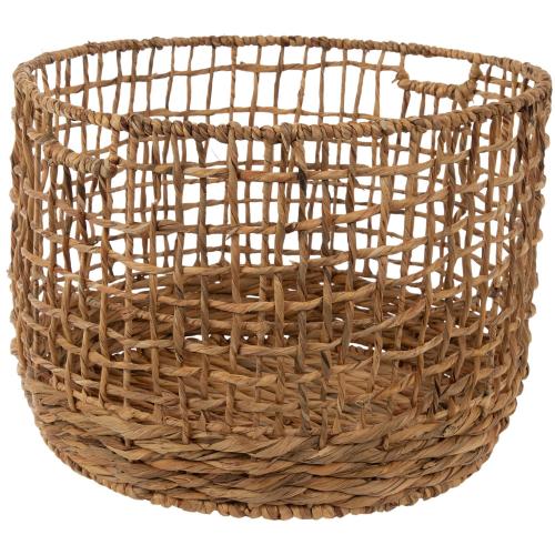 Double-Weave Round Water Hyacinth Basket