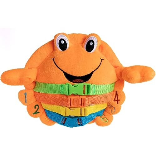 Buckle Toys - Barney Crab Stuffed Animal - Montessori Learning Toy for Toddlers - Develop Motor Skills and Problem Solving - Great Car Trip Activities for Kids