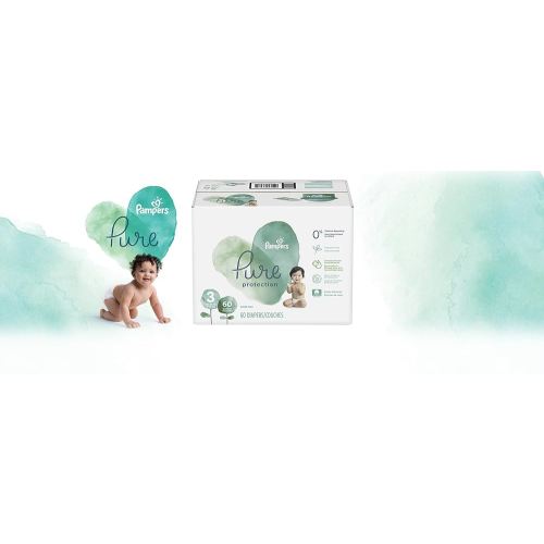 Diapers Size 3, 60 Count - Pampers Pure Protection Disposable Baby Diapers, Hypoallergenic and Unscented Protection, Super Pack (Old Version)