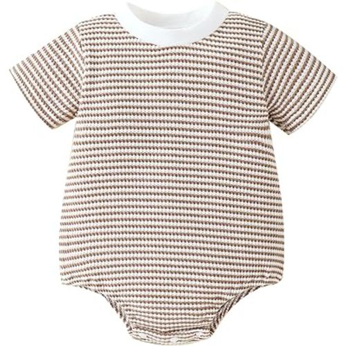 Baby Boy Girl Bubble Romper Newborn Summer Casual Bodysuit Unisex Short Sleeve Stripe Cotton Waffle Infant Outfit