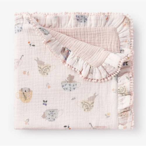 Tea Party Organic Muslin Security Blanket – Elegant Baby