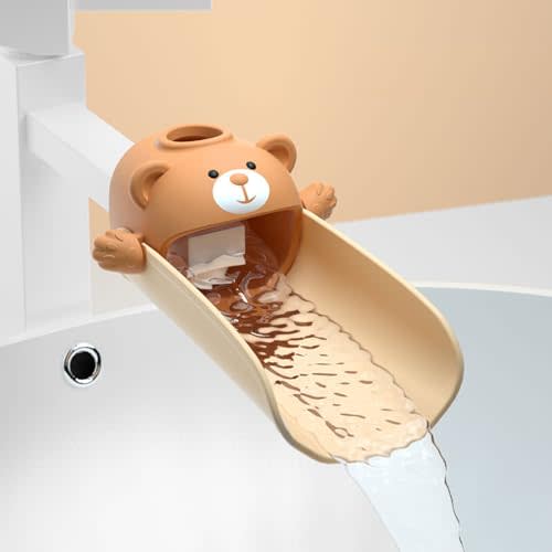 DLUCKY Faucet Extender for Sink Easy Use Sink Faucet Extenders with Temperature Sensitive for Toddlers, Kids Hand Washing Faucet Extension for Bathroom Sink, Kitchen, Brown