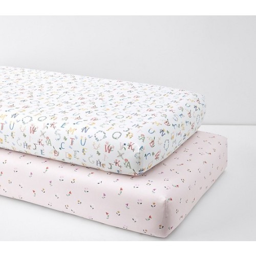 Pink Floral Organic Crib Sheet Bundle - Set of 2 | Pottery Barn Kids