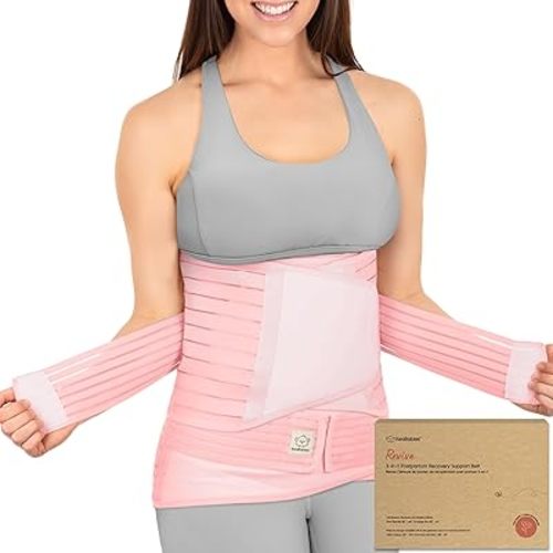 3 in 1 Postpartum Belly Support Recovery Wrap – Postpartum Belly Band, After Birth Brace, Slimming Girdles, Body Shaper Waist Shapewear,Post Surgery Pregnancy Belly Support Band (Blush Pink, M/L)