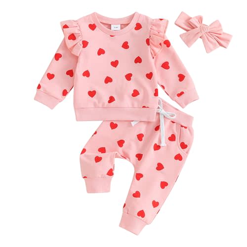 Hnyenmcko Newborn Baby Girl Clothes Waffle Long Sleeve Floral Sweatshirt Shirt Top + Pants Infant Fall Winter Outfits Set