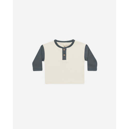 Long Sleeve Henley Tee || Indigo